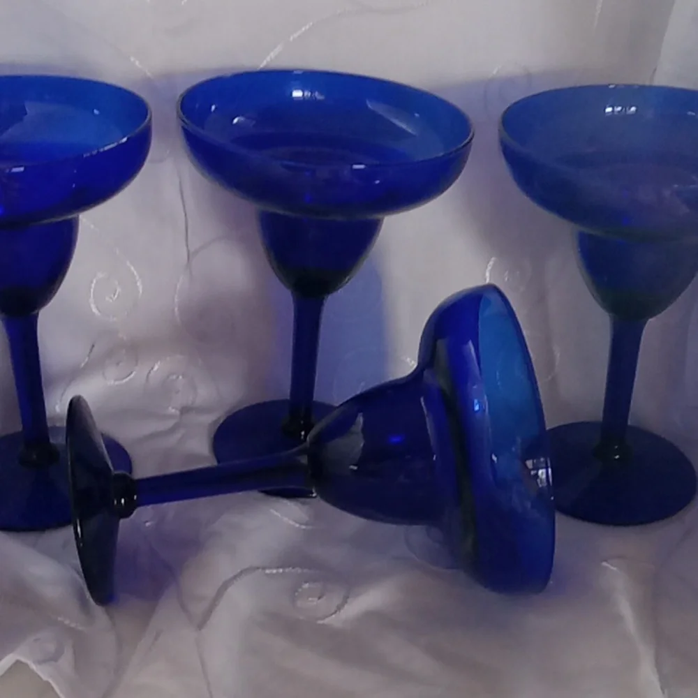 Beautiful Cobalt Blue Margarita Glasses From The 80 'S